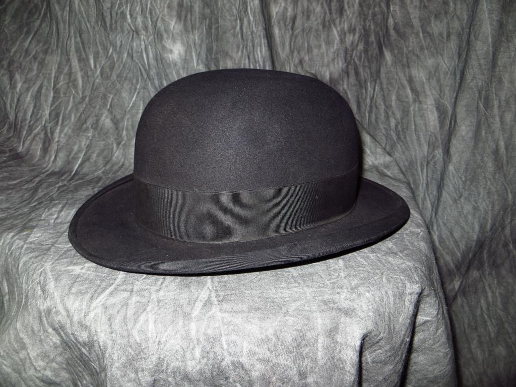 vintage 20s/30s mallory beaver felt bowler derby hat, 7 1/8